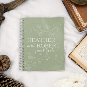 Sage Green Boho Floral Mariage Spiral Livre d'invi