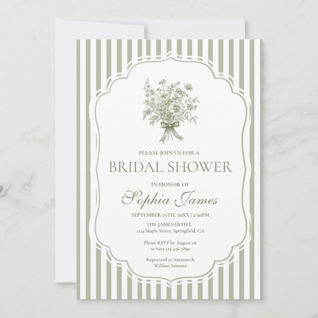 Sage Green Bridal Shower Invitation Template Boho (Devant)