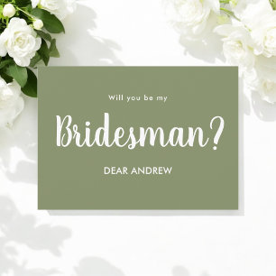 Sage Green Bridesman Proposition Script Invitation