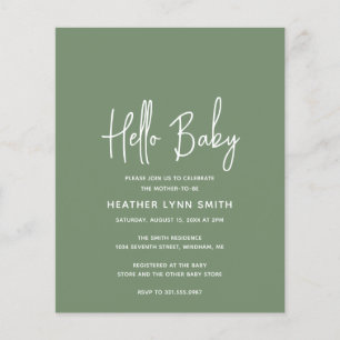Sage Green Budget Bonjour Baby shower Invitation