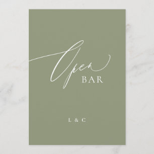 Sage Green Calligraphie 5 x 7 Mariage Open Bar Sig