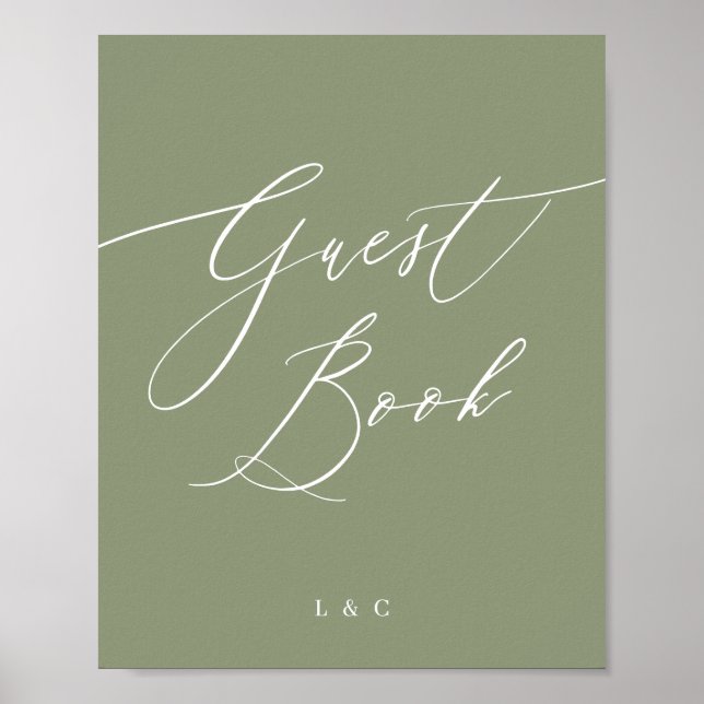 Sage Green Calligraphie Mariage Livre d'or (Devant)
