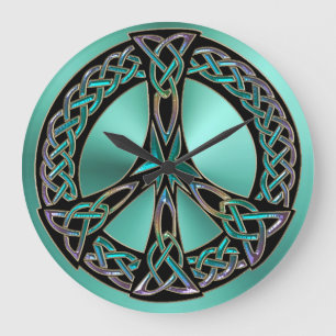 Sage Green Celtic Knot Panneau de Paix Horloge