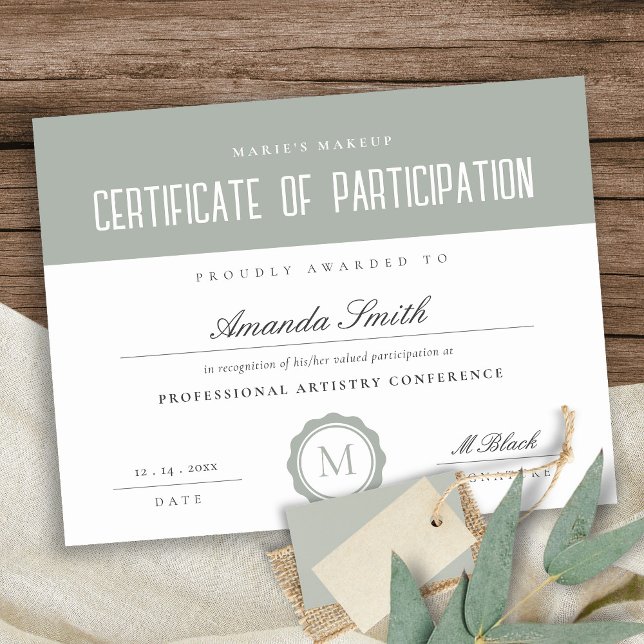 Sage Green Certificat minimal de participation (Créateur téléchargé)