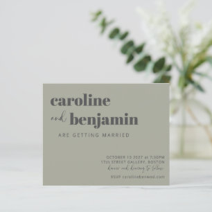 Sage Green Charcoal Moderne Budget Mariage Invitat