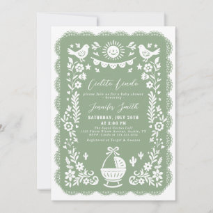 Sage Green Cielito Lindo Baby shower Invitation
