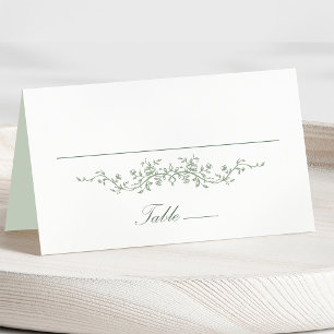 Sage Green Classic Floral Mariage Carte Place