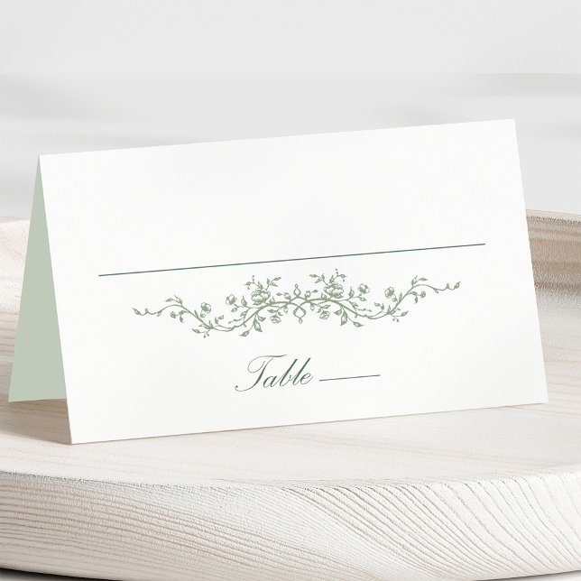 Sage Green Classic Floral Mariage Carte Place (Créateur téléchargé)