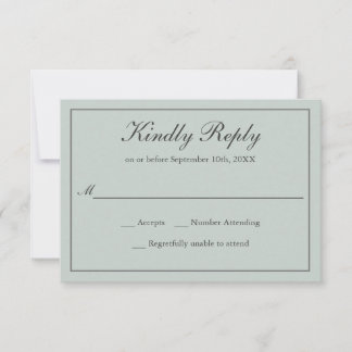 Sage Green Classic Simple Elégant Mariage RSVP