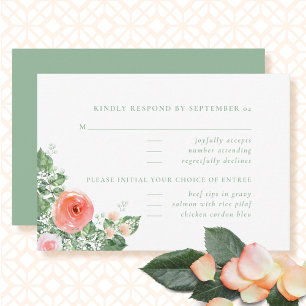 Sage Green Coral rose élégant mariage floral RSVP