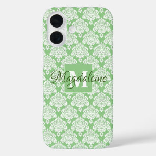 Sage Green Damask coque ipad iPhone avec Monogramm