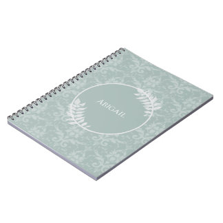 Sage Green Elegant Damask Carnet personnalisé