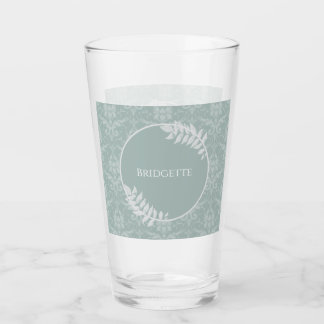 Sage Green Elegant Damask Verre Personnalisé