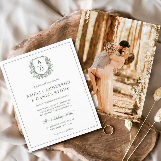 Sage Green Elegant Poirier Mariage Monogramme (Créateur téléchargé)