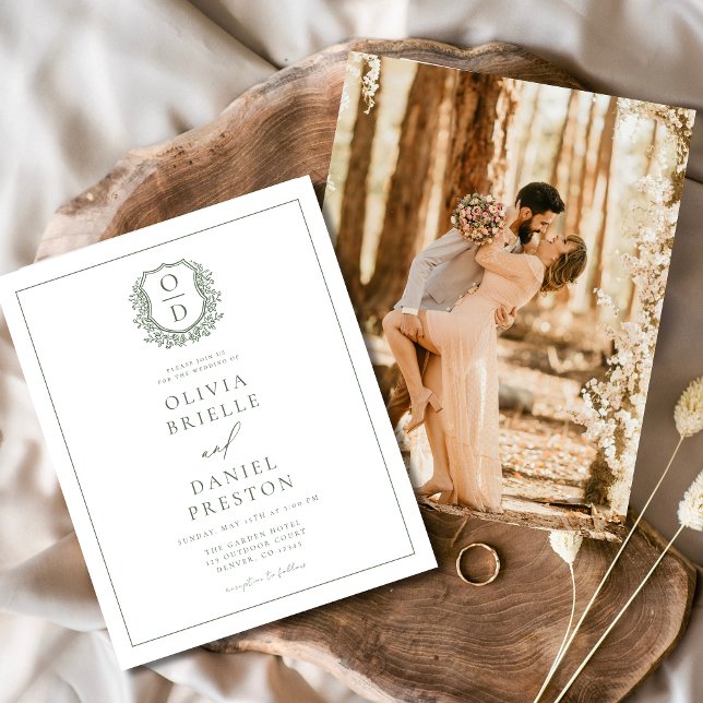 Sage Green Elegant Poirier Mariage Monogramme (Créateur téléchargé)