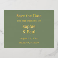 Sage Green Enregistrer la date Foil Invitation Car