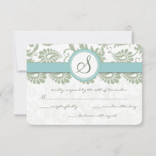 Sage Green et Aqua Mariage damassé RSVP