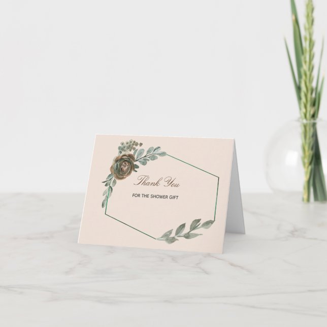 Sage Green et Blush Carte de remerciements (Devant)