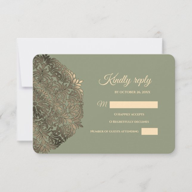 Sage Green et Gold RSVP avec des tons de terre élé (Devant)