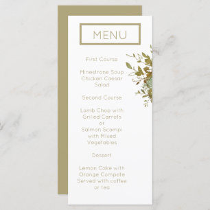 Sage Green et or Moderne minimaliste Mariage Menu