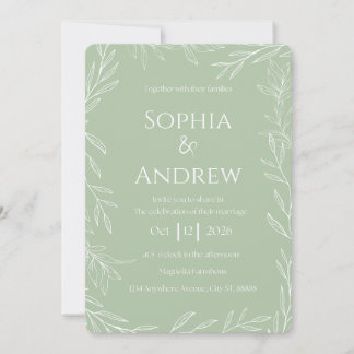 Sage Green et White Faire-part de mariage