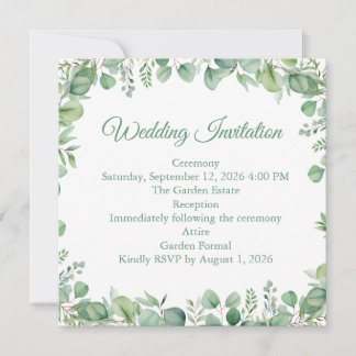 Sage Green Eucalyptus Botanical Wedding Invitation