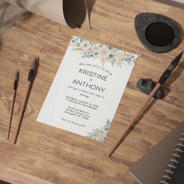 Sage Green Eucalyptus Floral Faire-part de mariage (Sage Green Eucalyptus Floral Wedding Invitation)