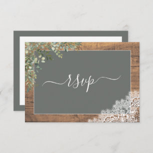 Sage Green Eucalyptus Script dentelle bois RSVP