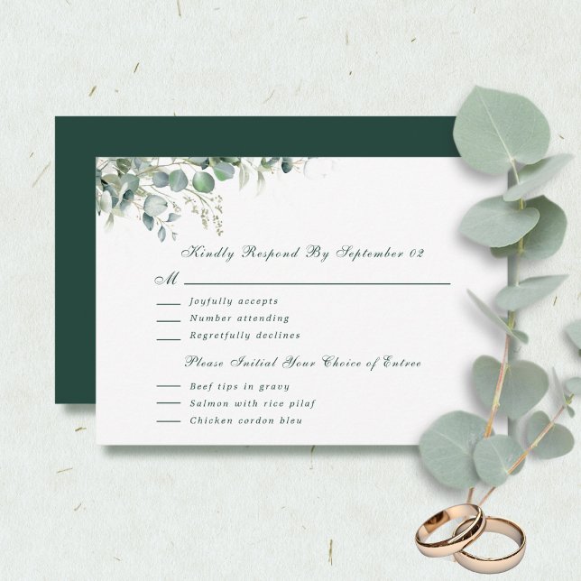 Sage Green Eucalyptus Watercolor Menu Script RSVP (Créateur téléchargé)