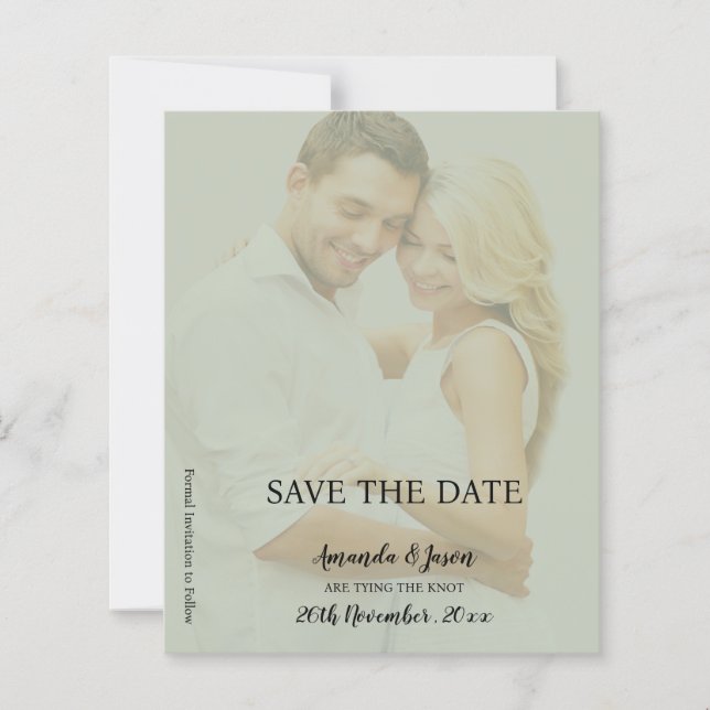 Sage Green Faux Vellum Photo Wedding Enregistrer l (Devant)