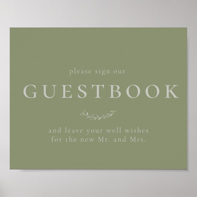 Sage Green Feuilles et Berries Livre d'or (Devant)