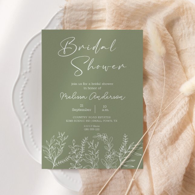 Sage Green Fleurs Boho Bridal Shower Invitation (Créateur téléchargé)