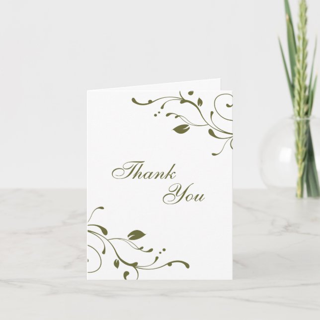 Sage Green Floral Decal Merci Carte de note (Devant)