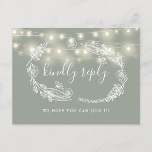 Sage Green Floral Demande de Chanson Carte RSVP