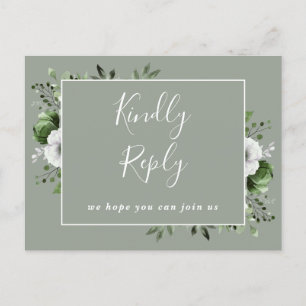 Sage Green Floral Demande de Chanson RSVP Carte Po