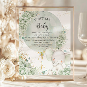 Sage Green Floral Elephant Ne pas dire Baby Game