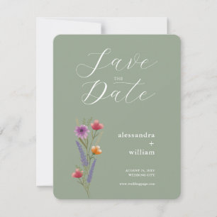 Sage Green Floral Enregistrer La Carte Date