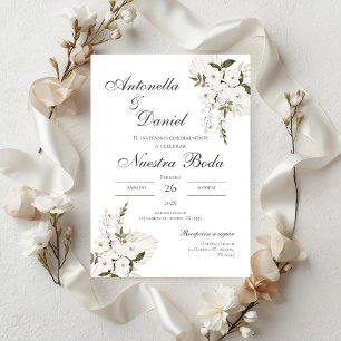 Sage Green Floral faire-part de mariage en espagno