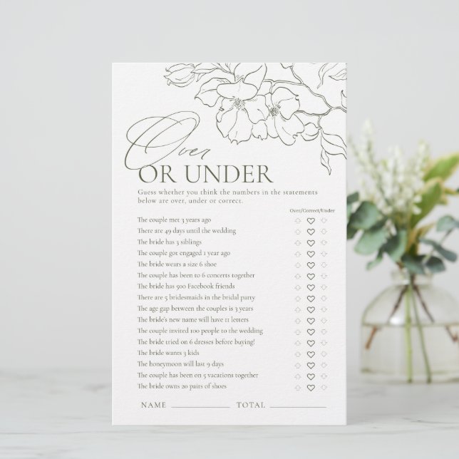 Sage Green floral Over ou Under nuptiale jeu de do (Debout devant)