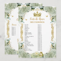 Sage Green Floral Princess et Grenouille Padrinos
