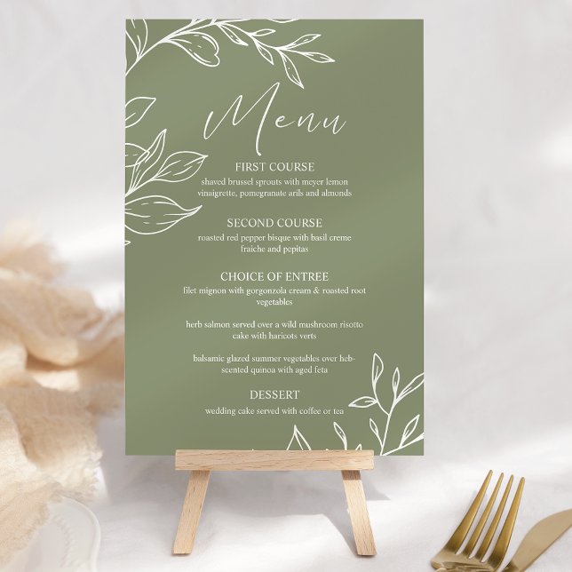 Sage Green Flowers Boho Menu Mariage (Créateur téléchargé)