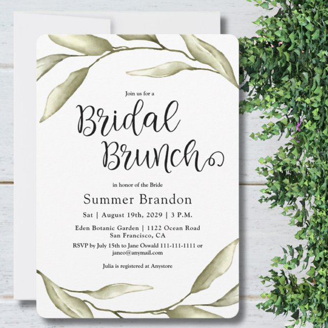Sage Green Foliage Bridal Brunch Invitation (Créateur téléchargé)
