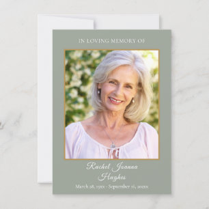 Sage Green Funérailles Memorial Photo Cartes de pr
