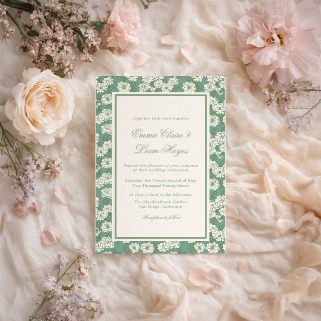 Sage Green Garden Chinoiserie Wedding Invitation (Créateur téléchargé)