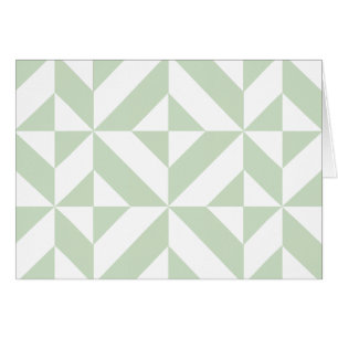 Sage Green Geometric Deco Cube Pattern