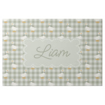 Sage Green Gingham Goose Buffalo Check Custom Name