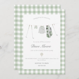 Sage green Golf baby shower party Invitation