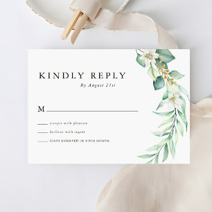 Sage Green Green Foliage Mariage Cartes RSVP