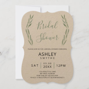 Sage Green Invitation à la douche nuptiale, Botani