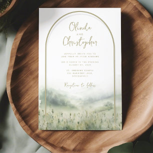 Sage green invitations mariage aquarelle script